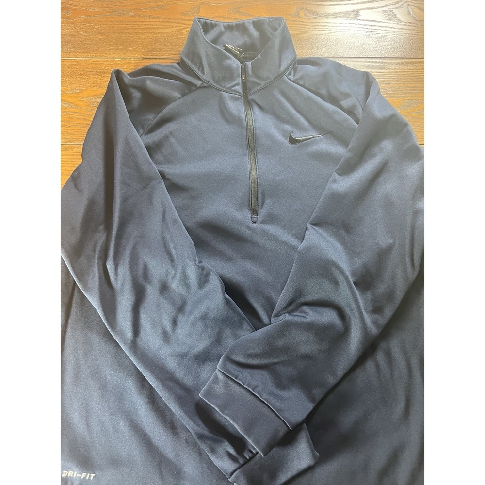 Nike Sweater Mens Large Dark Blue Dri-Fit Quarter Zip